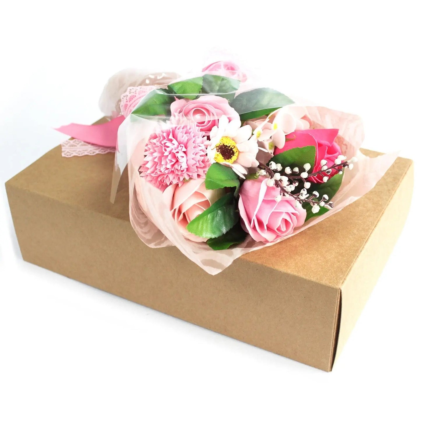 Bouquet de Flores de Sabão em Caixa - Rosa - Hoc Sensu