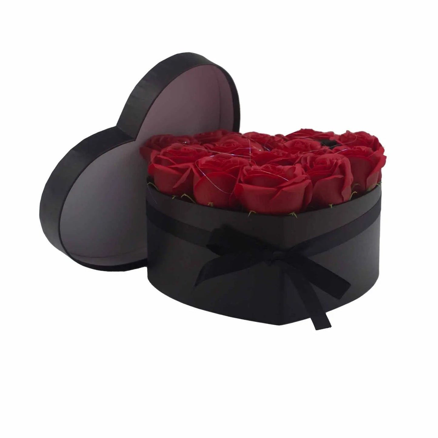 Caixa de Presente - Flores de Sabão - 13 Rosas Vermelhas - Coração - Hoc Sensu