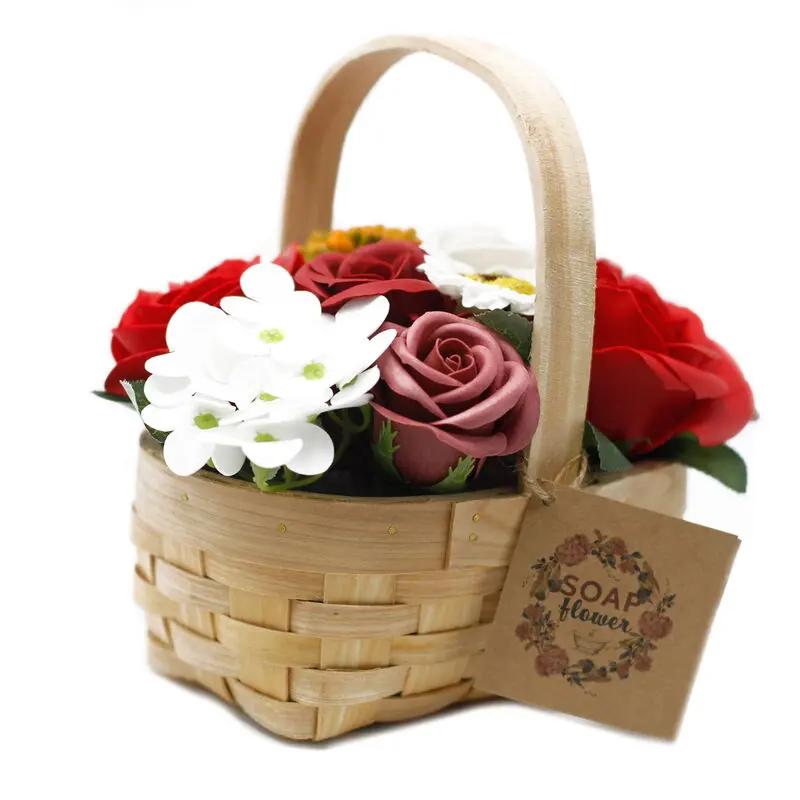 Cesta de Vime Bouquet de Flores de Sabão - Vermelho - Médio - Hoc Sensu