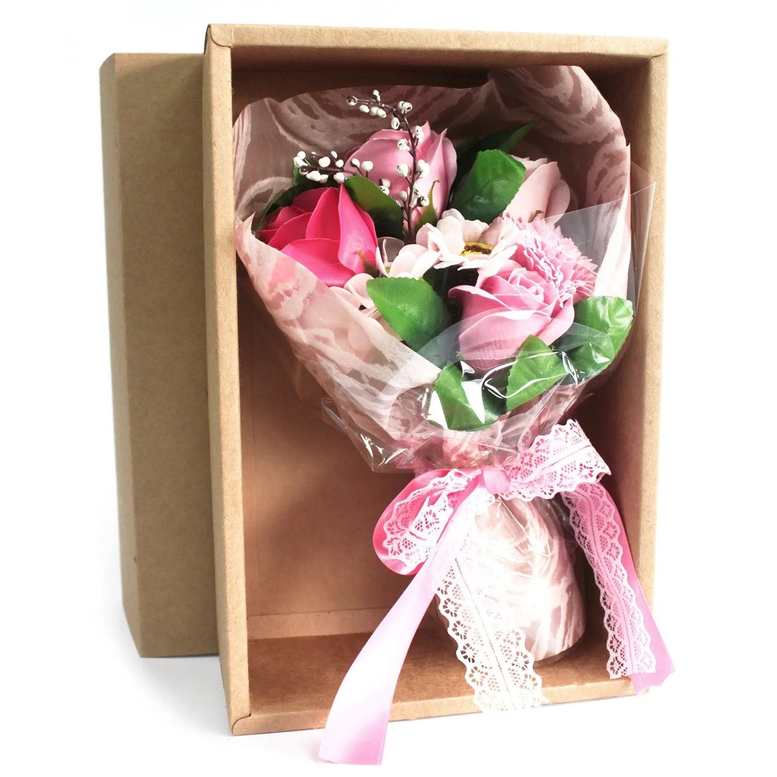 Bouquet de Flores de Sabão em Caixa - Rosa - Hoc Sensu