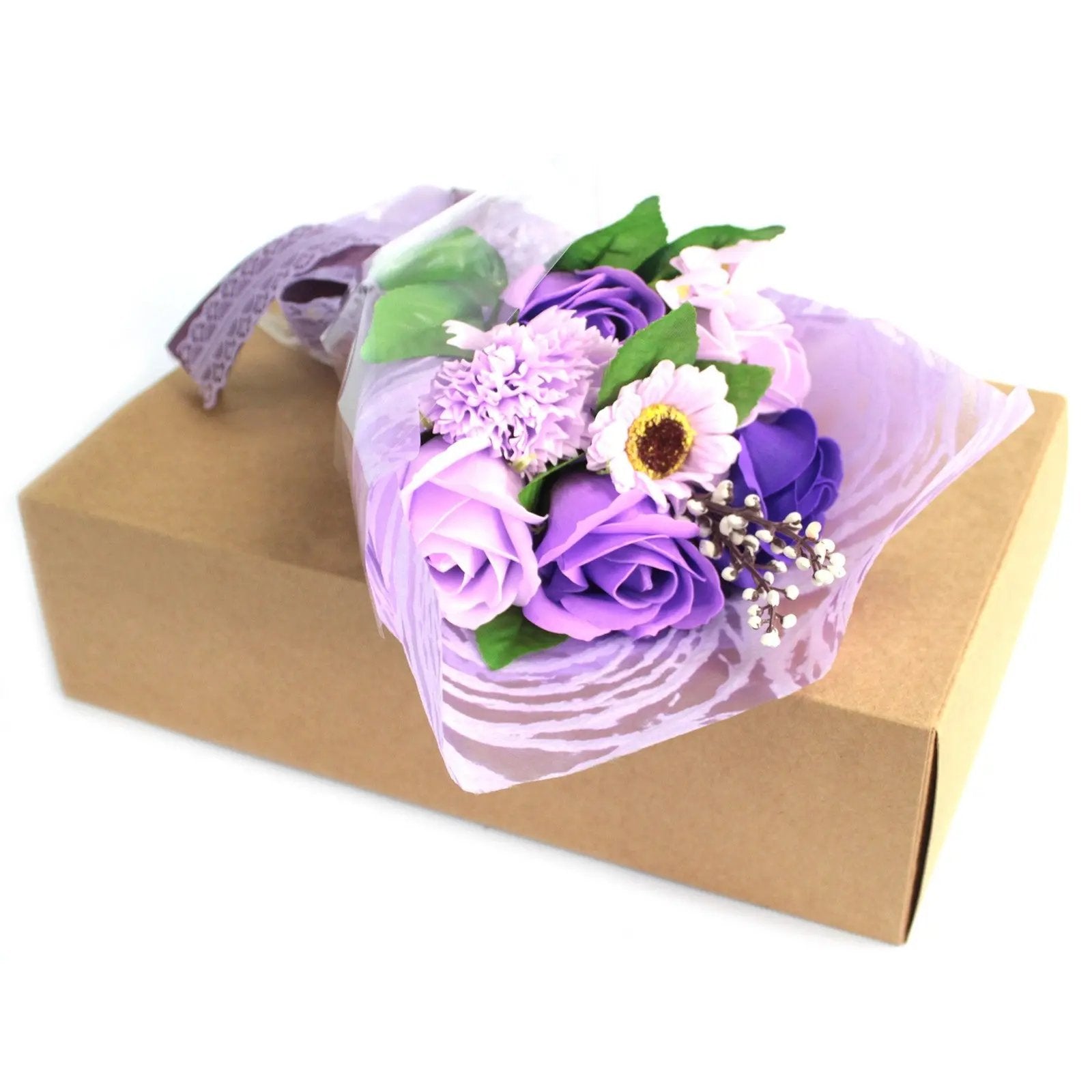 Bouquet de Flores de Sabonete em Caixa - Roxo - Hoc Sensu