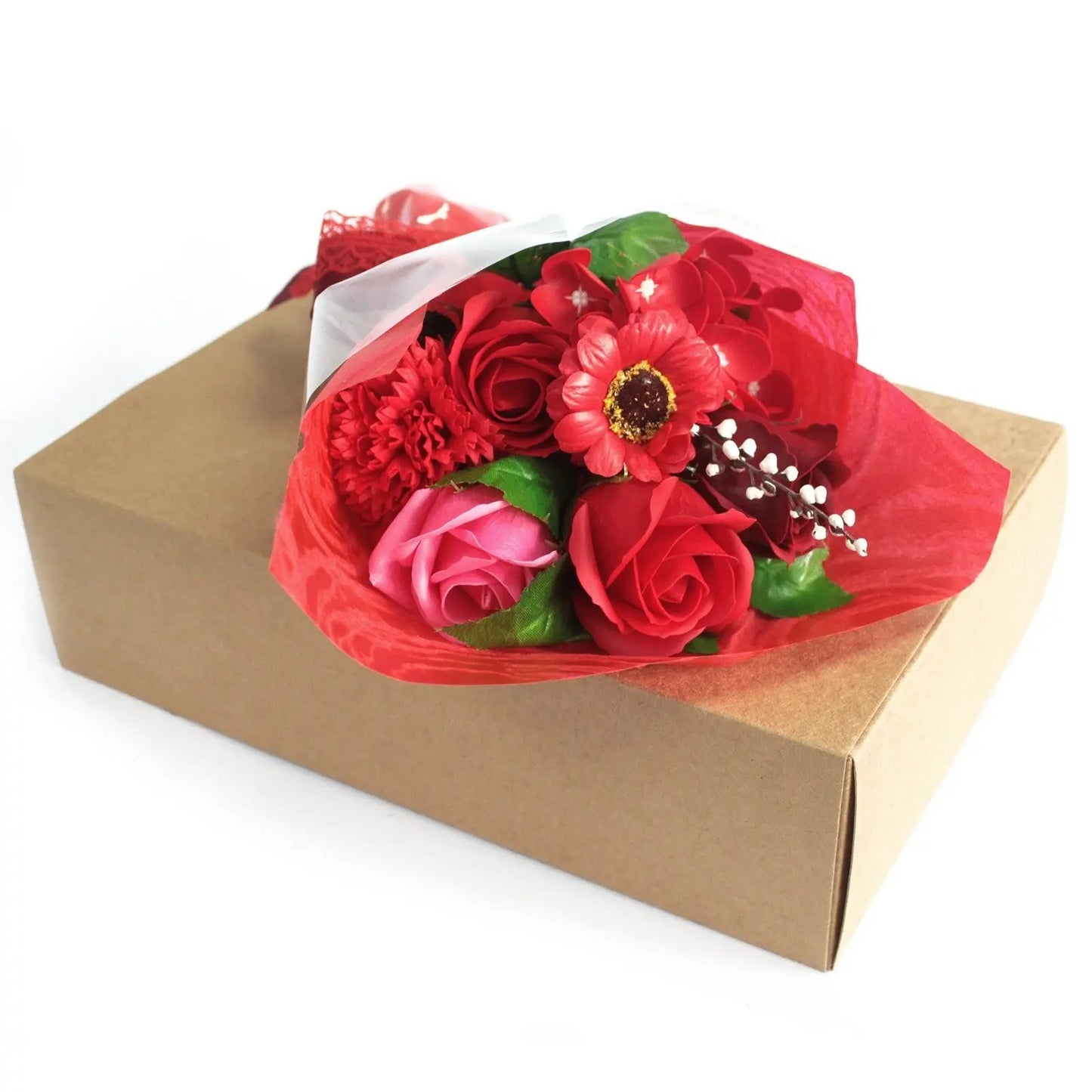 Bouquet de Flores de Sabão em Caixa - Vermelho - Hoc Sensu