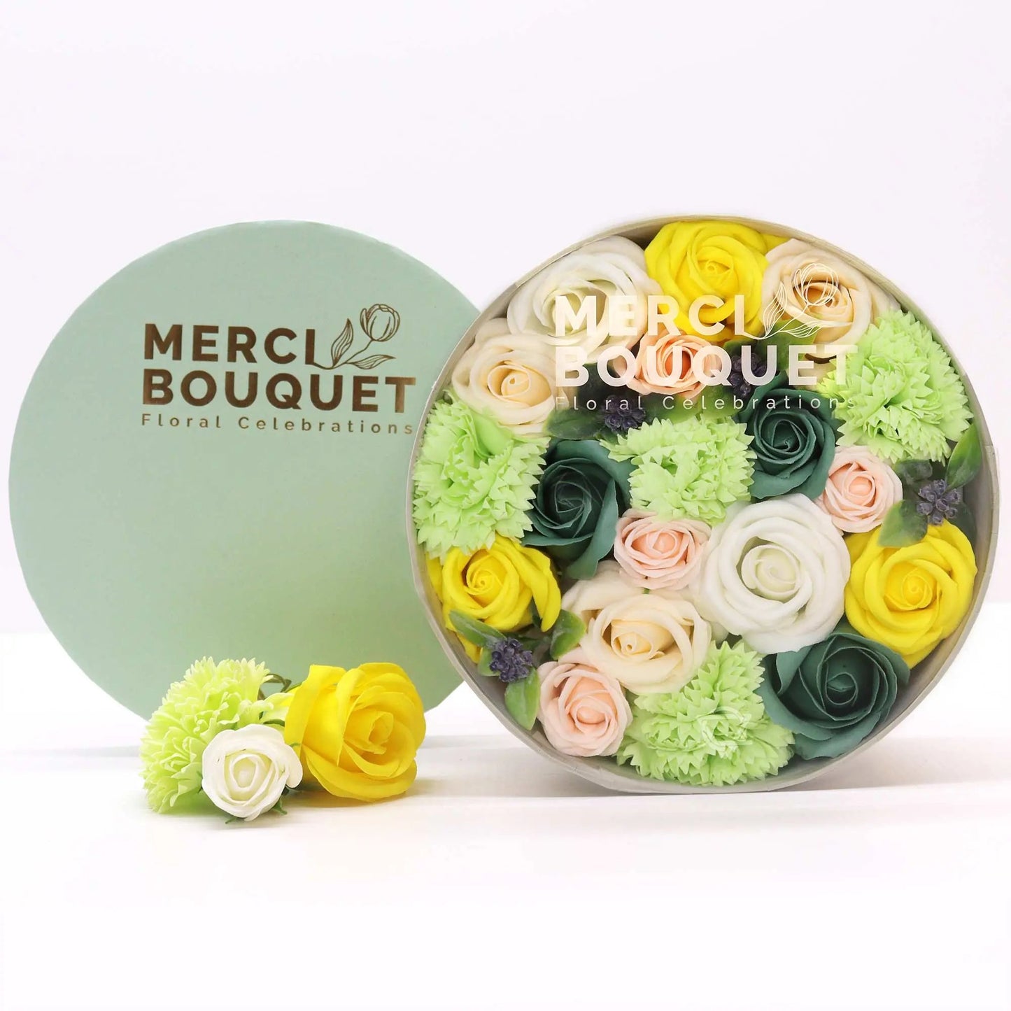 Caixa Redonda - Flores de Sabão - Celebrações da Primavera - Amarelo e Verde - Hoc Sensu