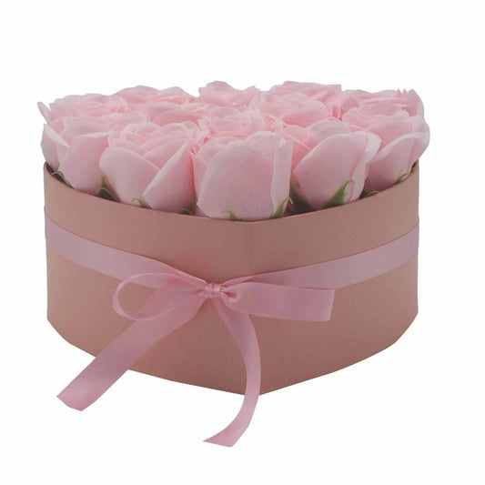 Caixa de Presente - Flores de Sabão - 13 Rosas Rosas - Coração - Hoc Sensu