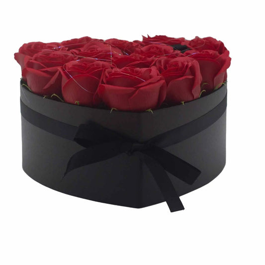 Caixa de Presente - Flores de Sabão - 13 Rosas Vermelhas - Coração - Hoc Sensu