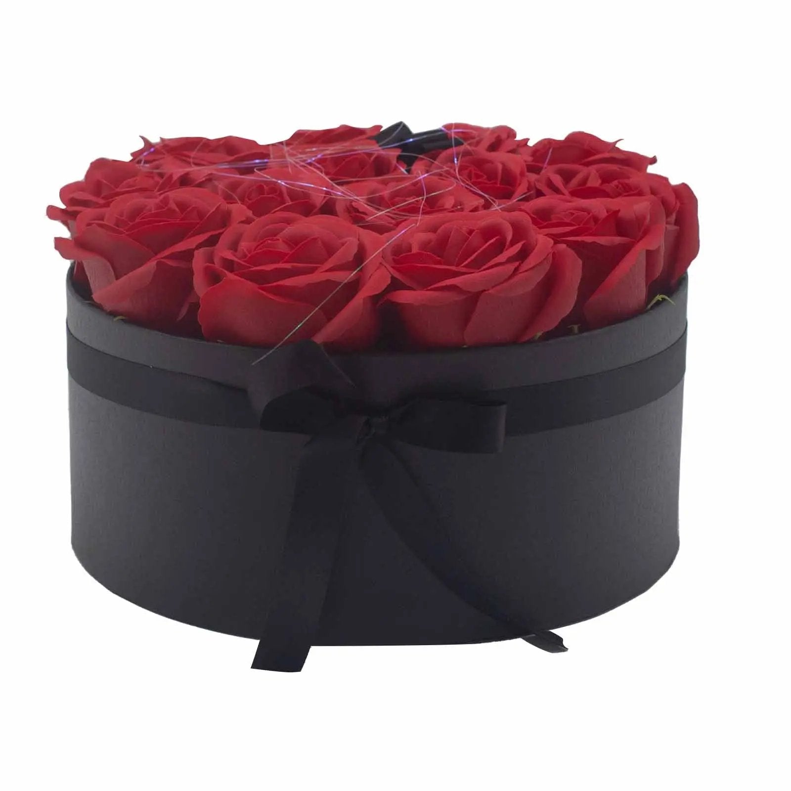 Caixa de Presente - Flores de Sabão 14 Rosas Vermelhas - Redonda - Hoc Sensu