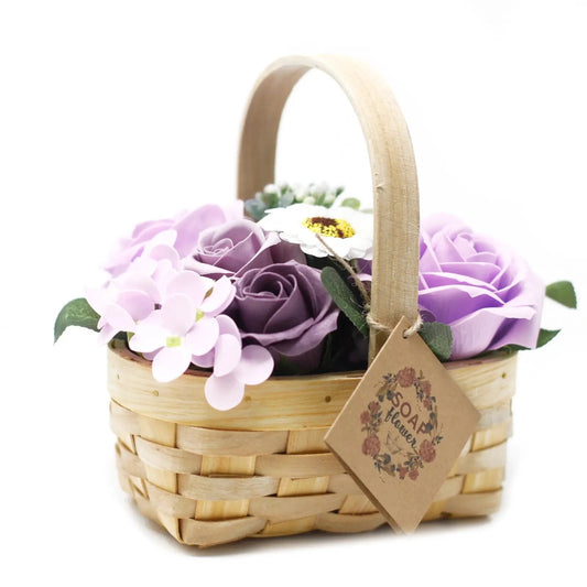 Cesta de Vime Bouquet de Flores de Sabão - Lilás - Médio - Hoc Sensu