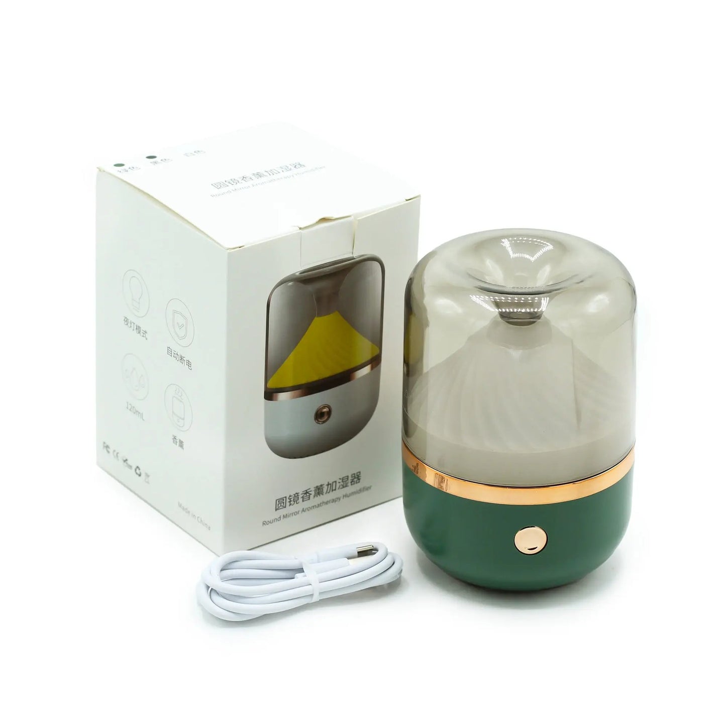 Difusor de Aromas Verde e Bronze - USB - Mudança de Cor - Hoc Sensu