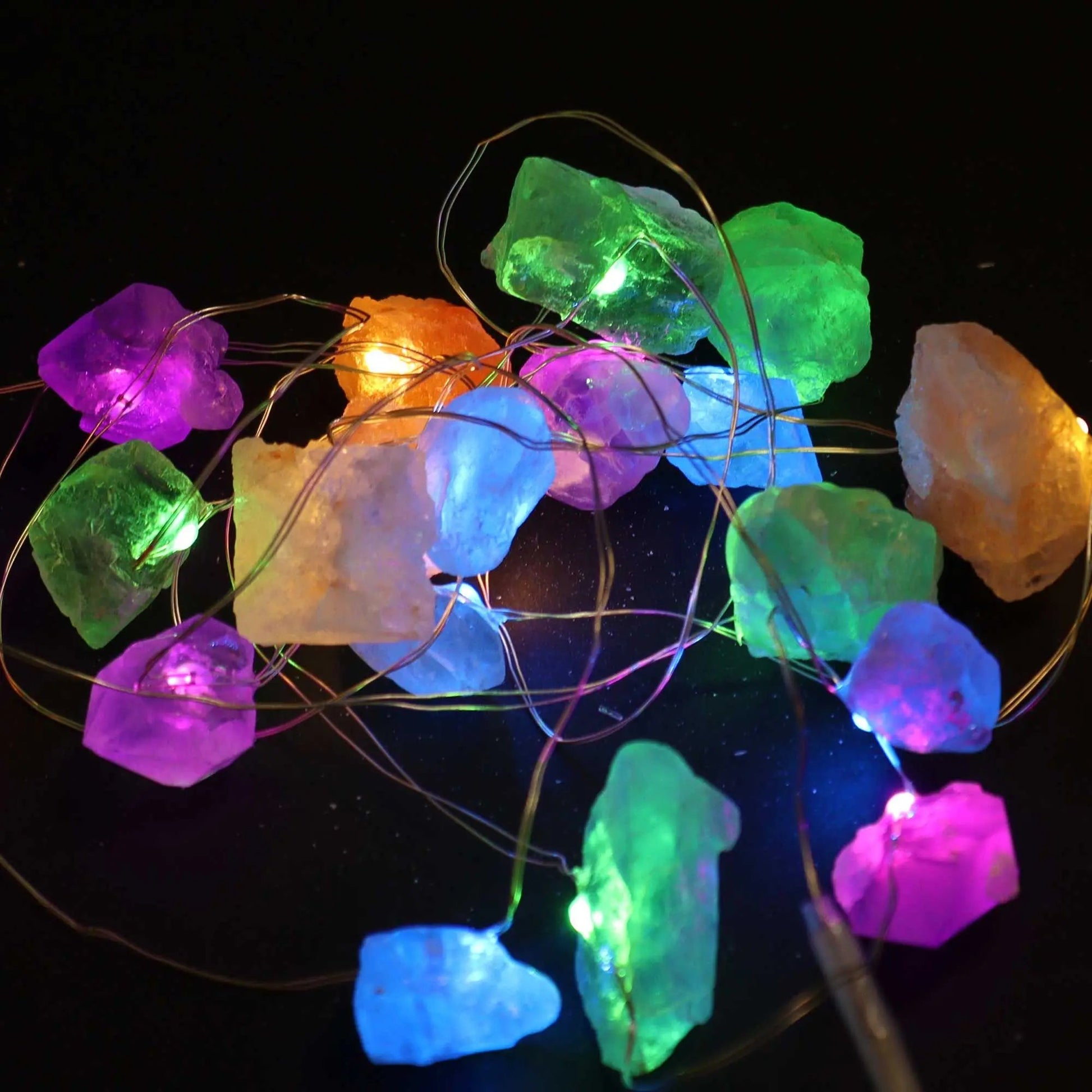 Luzes LED Decorativas com Pedras Naturais - Mix de Cristais AWArtisan