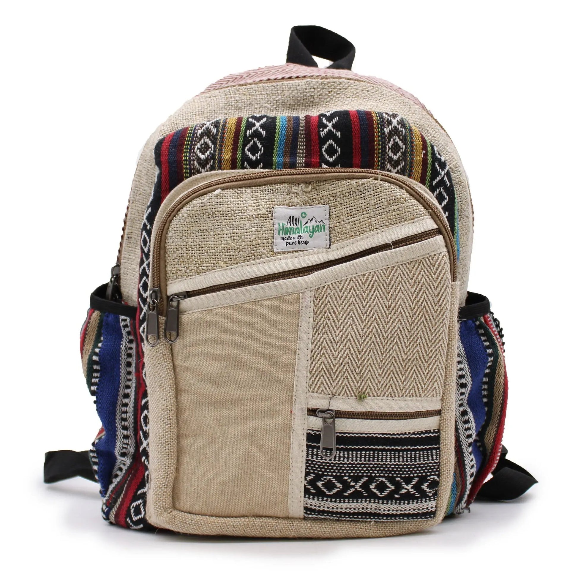 Mochila pequena - Estilo ziguezague com fechos hempb-09 Mochilas de algodão - asiáticas Mochilas