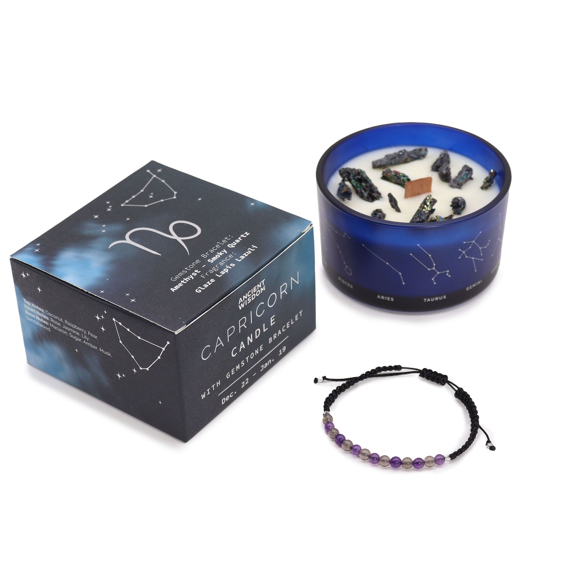 Vela Zodíaco Capricórnio com Pulseira de Cristais - HOC Sensu