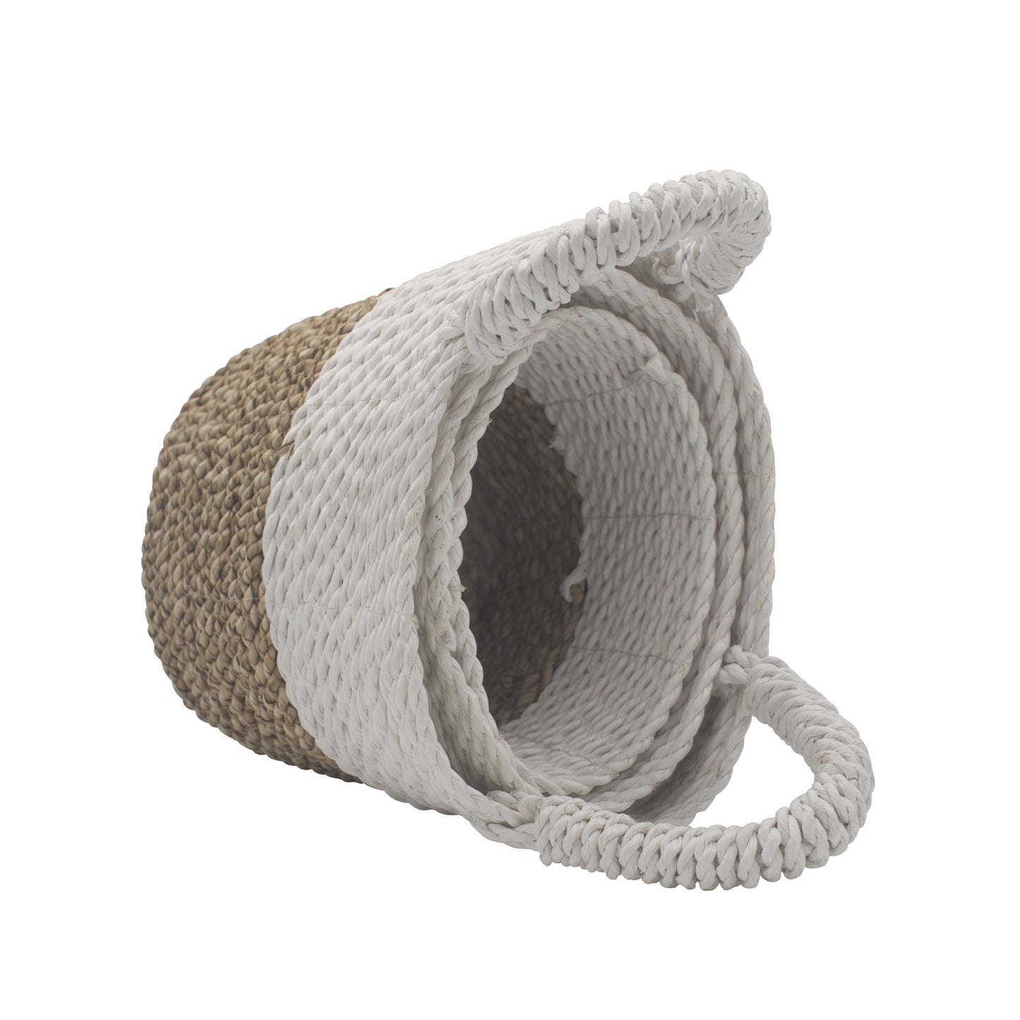 Conjunto de 3 Cestas de Algas Marinhas - Branco Natural