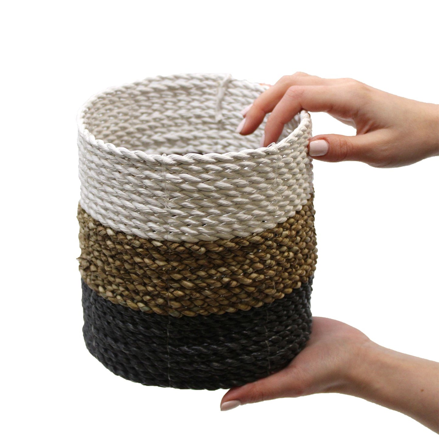 Conjunto de 3 Cestas de Algas Marinhas - Branco Natural