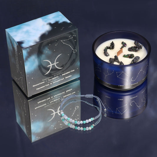 Vela Zodíaco Peixes com Pulseira de Cristais | Hoc Sensu