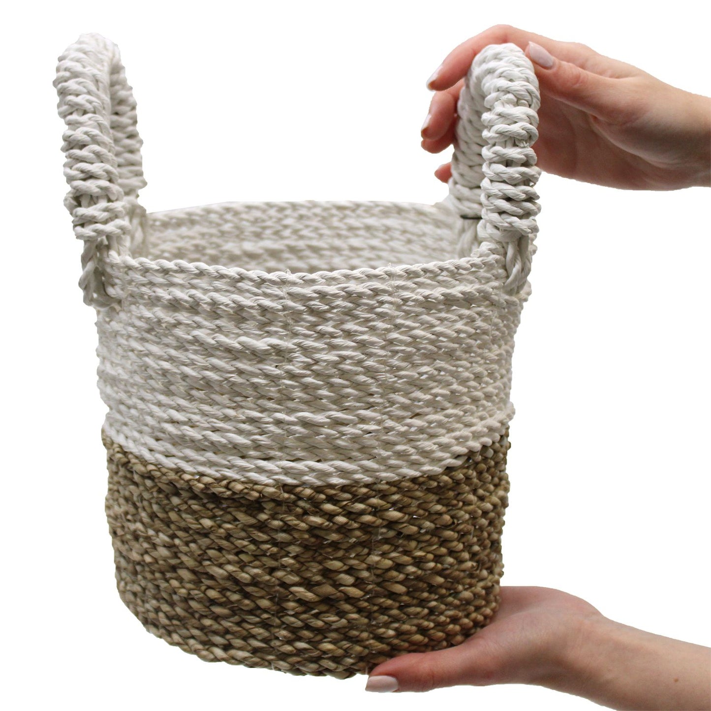Conjunto de 3 Cestas de Algas Marinhas - Branco Natural