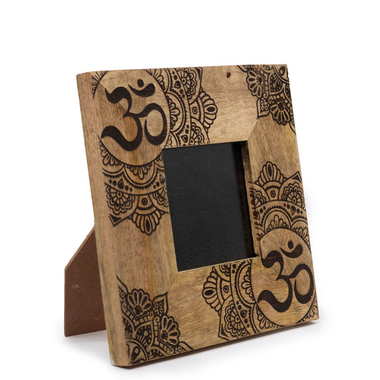 Moldura Pequena de Madeira de Mango - Mandala Preto