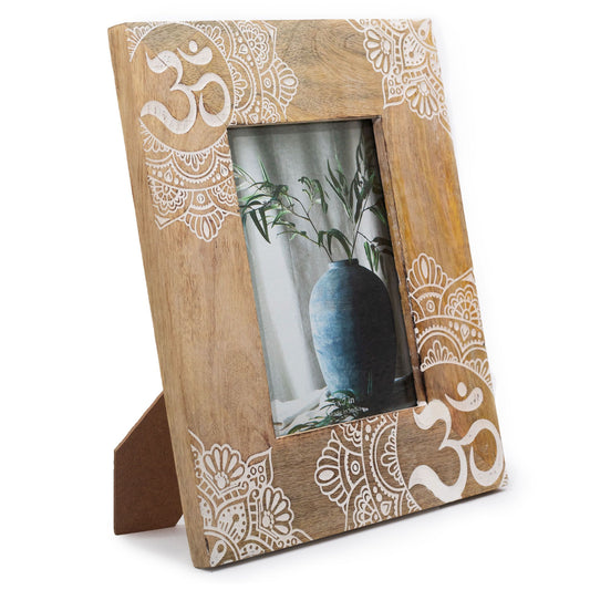 Moldura Madeira Mango 13x18cm - Mandala Branco