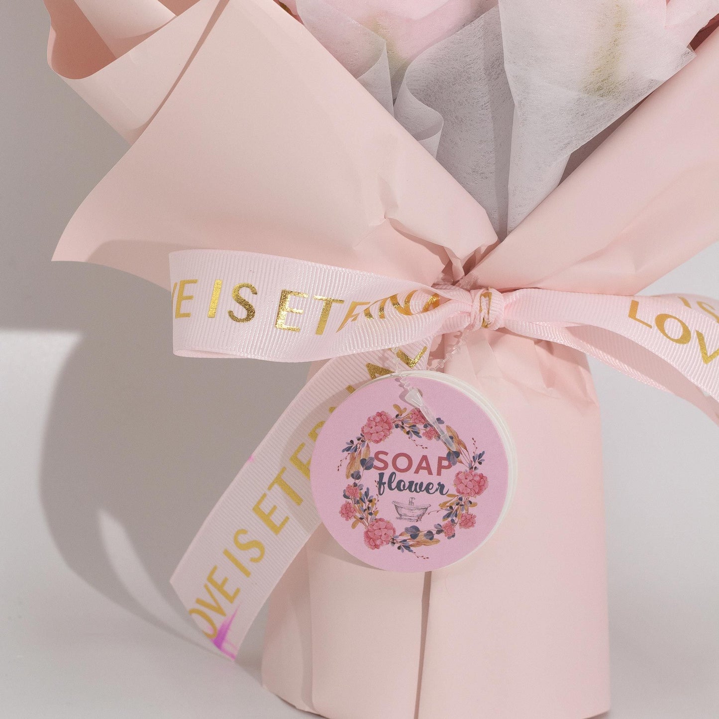 Ramo Grande de Rosas Cor-de-Rosa - O Amor é Eterno