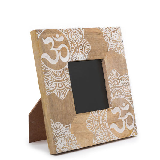 Moldura Madeira Mango 10x15cm - Mandala Branco