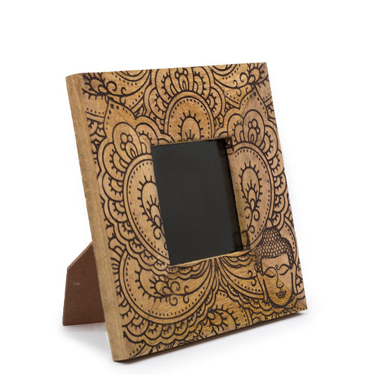 Moldura Madeira Mango 10x15cm - Buda Preto