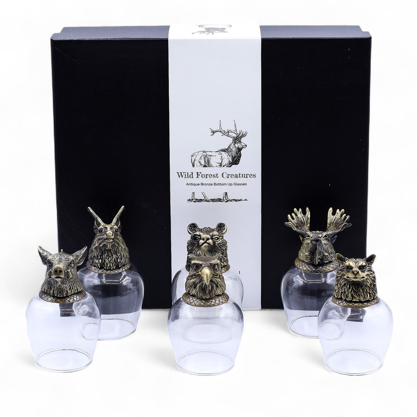 Conjunto de 6 Copos de Shot (50ml) - Criaturas Místicas - Bronze Antigo
