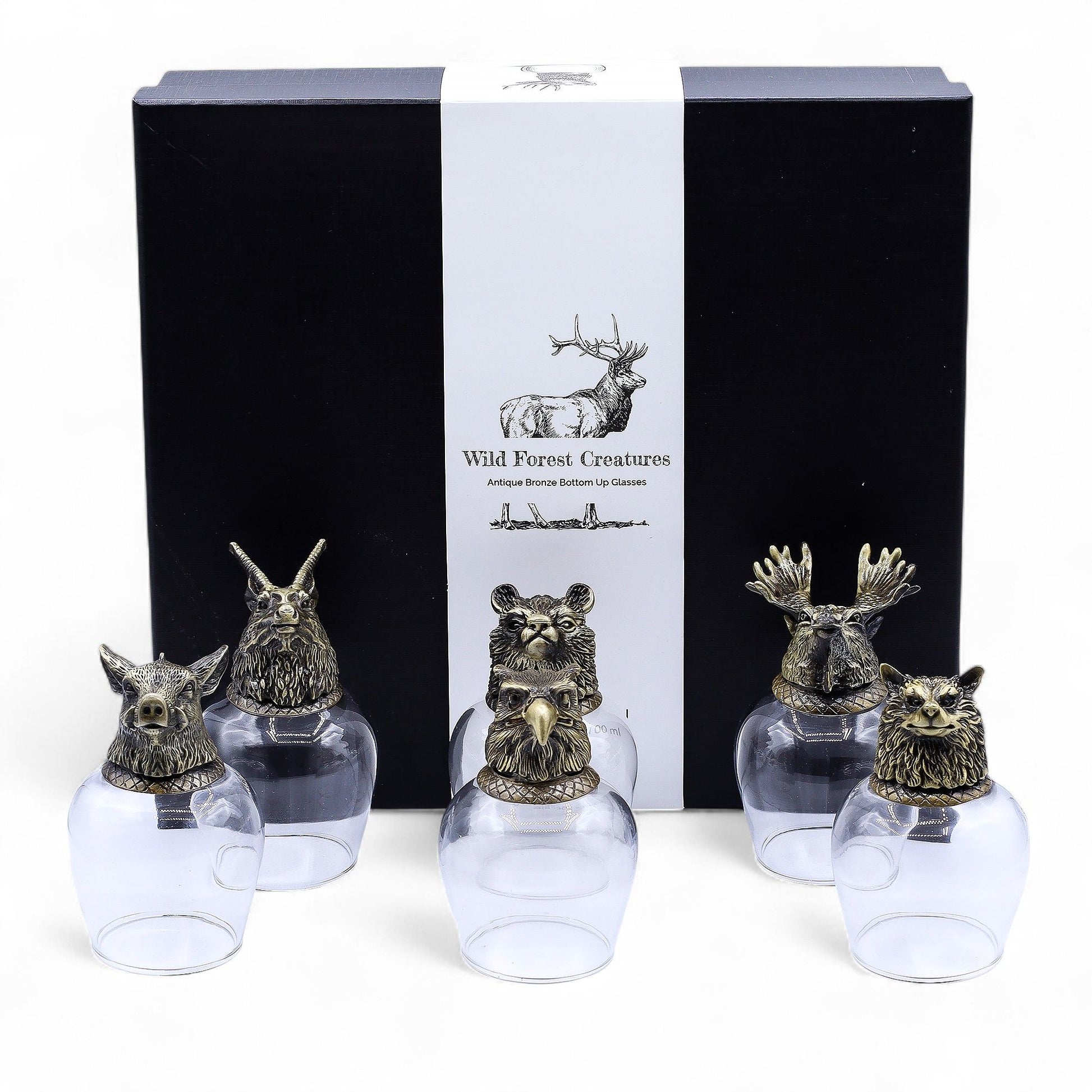 Conjunto de 6 Copos de Shot (50ml) - Criaturas Místicas - Bronze Antigo