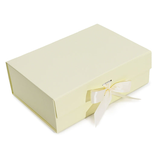 Caixa de Presente Dobrável com Laço 28.2x20.2x9.2 cm - Marfim