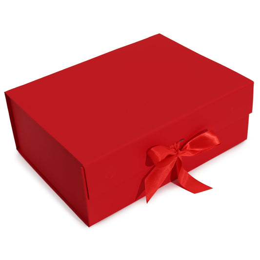Caixa de Presente Dobrável com Laço 33x25x12 cm - Vermelha