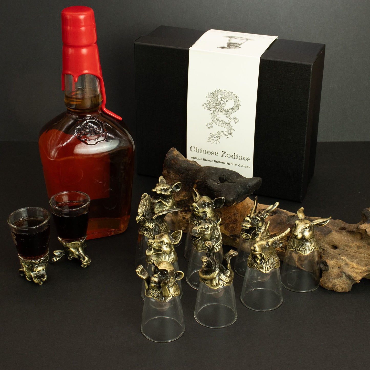 Copos de Shot Bottom Up (25ml) - Floresta e Criaturas Místicas - Bronze Antigo