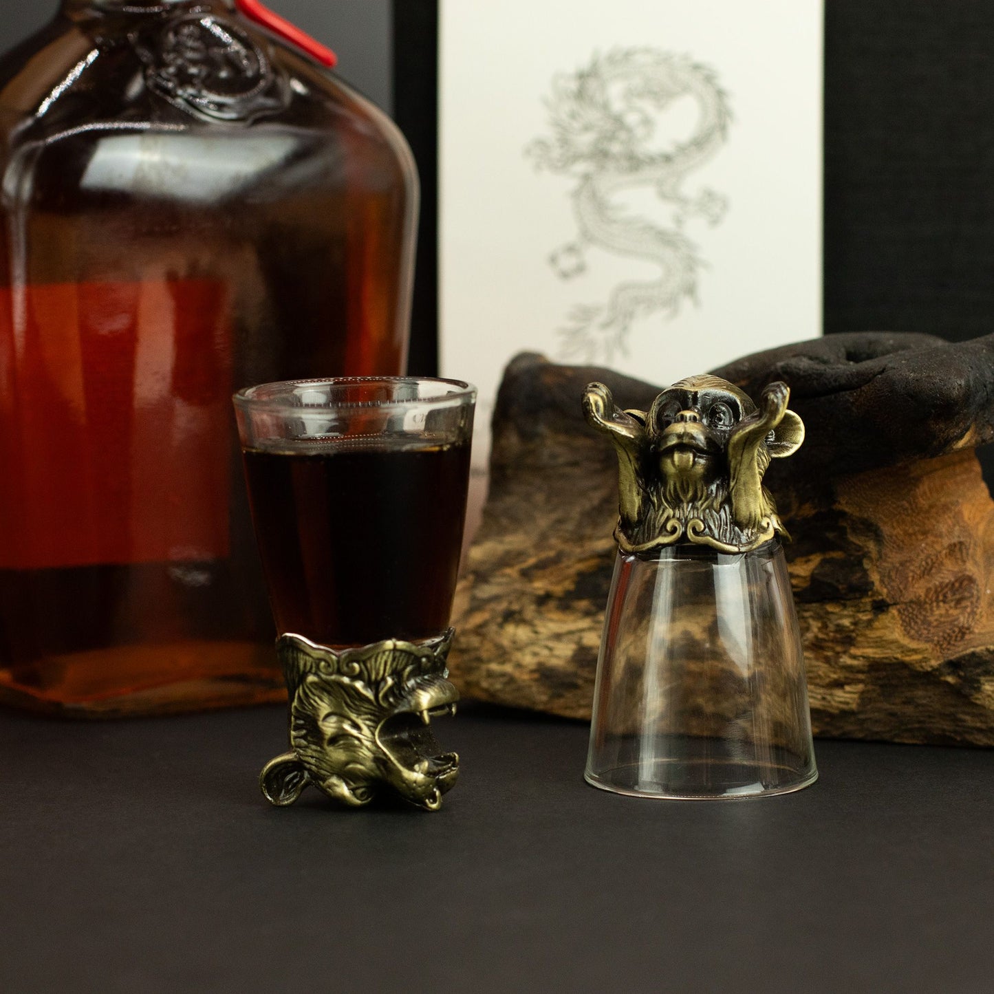 Copos de Shot Bottom Up (25ml) - Floresta e Criaturas Místicas - Bronze Antigo
