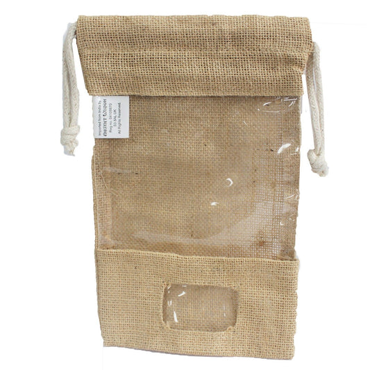 Bolsa de Juta com Janela 25x16cm e Bolso