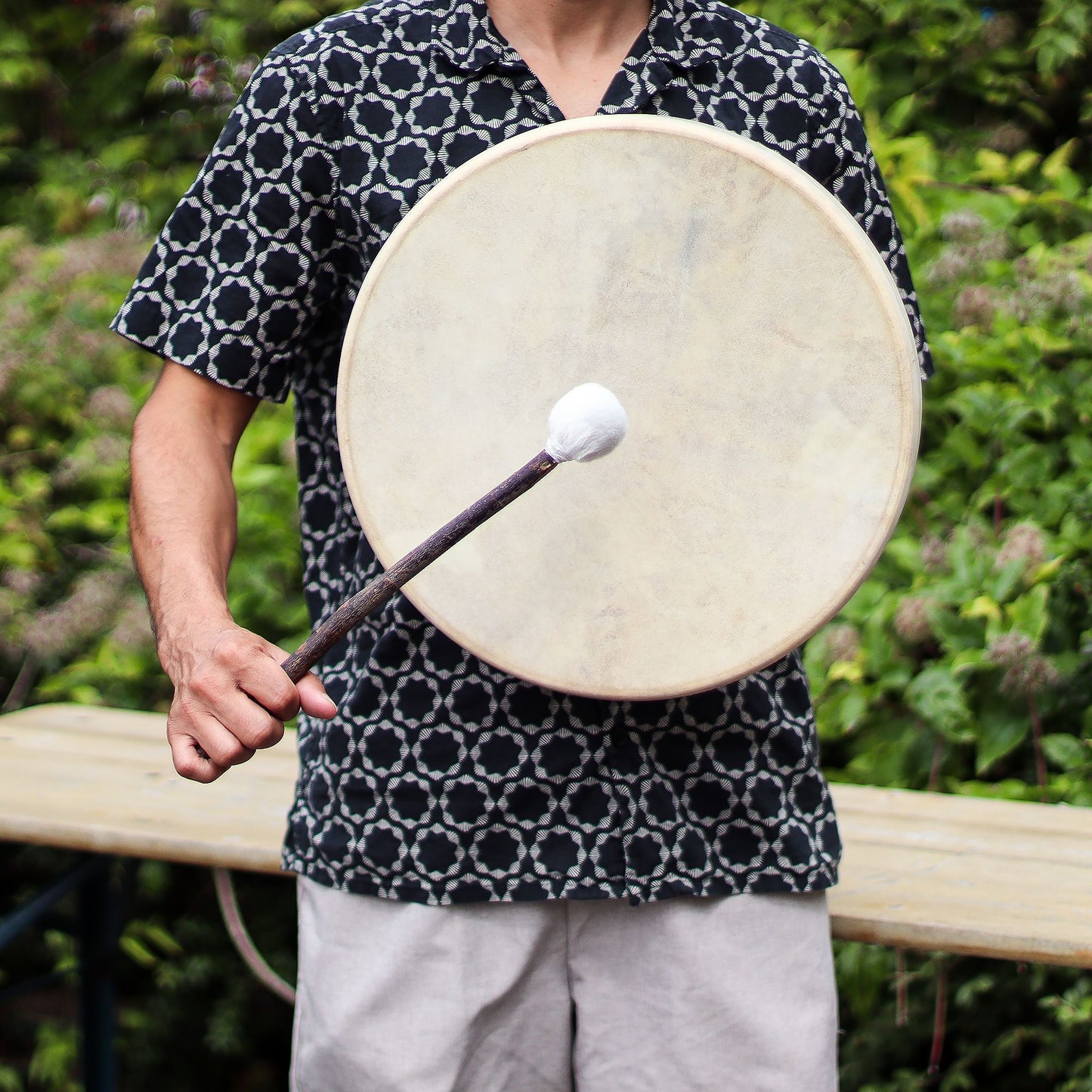 Tambor Xamânico Espírito do Urso - Ajustável - 40cm