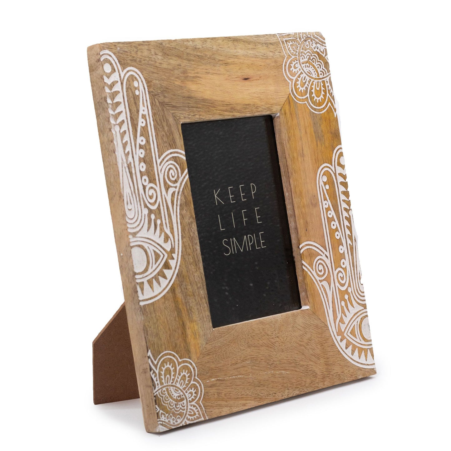 Moldura Madeira Mango 10x15cm - Hamsa Branco 26cm