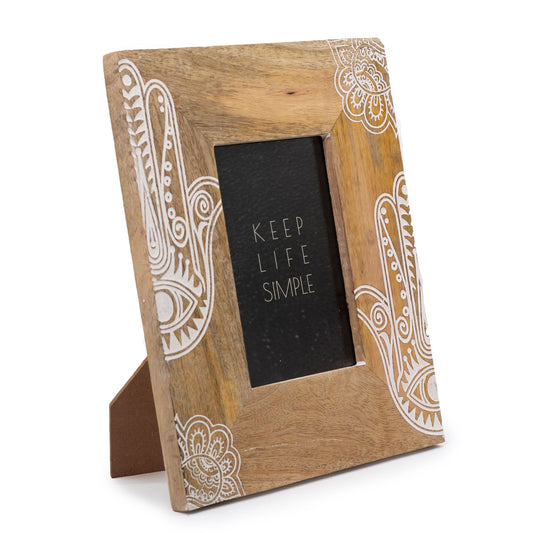 Moldura Madeira Mango 10x15cm - Hamsa Branco 26cm