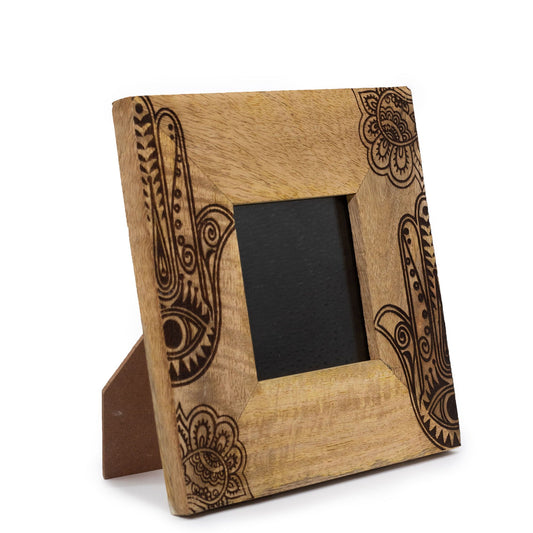 Moldura Madeira Mango 10x15cm - Hamsa Preto