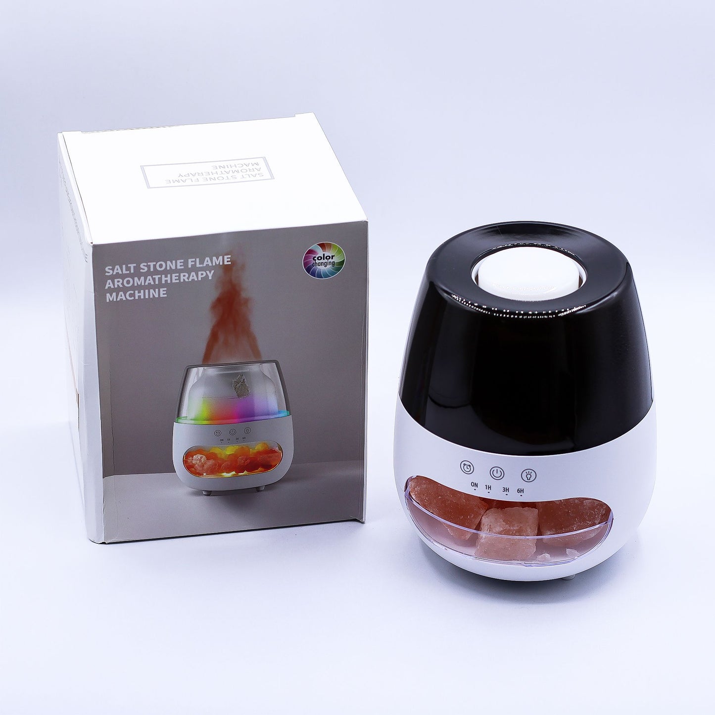 Difusor de Aroma Pedra de Sal - Efeito Chama - USB Branco