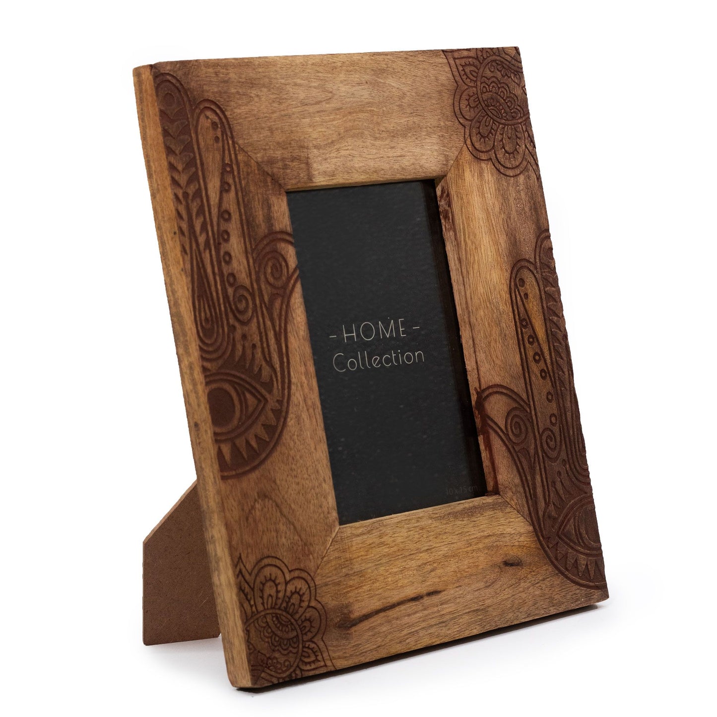 Moldura Madeira Mango 10x15cm - Hamsa Preto 26cm