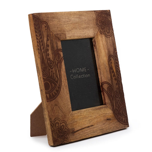 Moldura Madeira Mango 10x15cm - Hamsa Preto 26cm