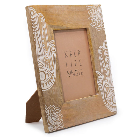 Moldura Madeira Mango 13x18cm - Hamsa Branco