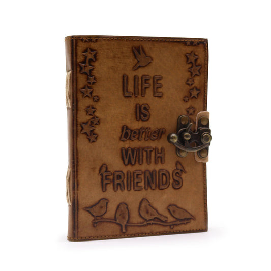 Diário Couro Vida Melhor com Amigos 12,5x17,5cm - Hoc Sensu