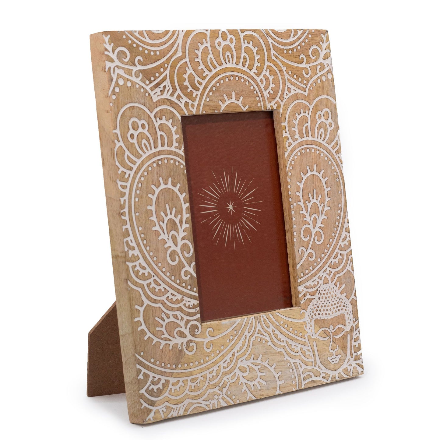Moldura Madeira Mango 10x15cm - Buda Branco 26cm | Hoc Sensu