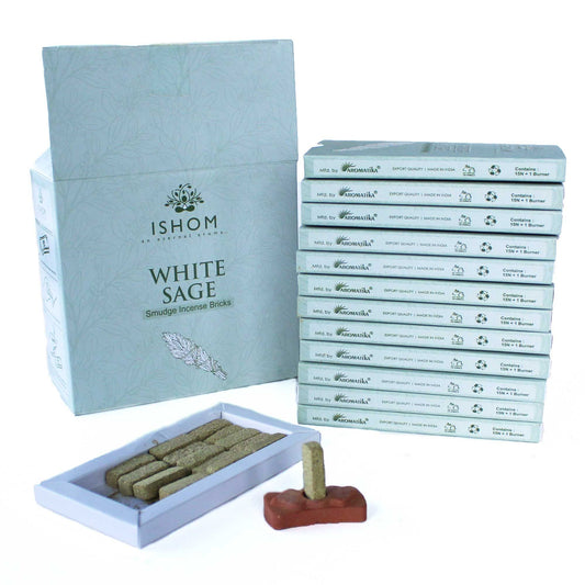 Pack de 15 Blocos de Incenso Natural com Queimador - Sálvia Branca - Hoc Sensu
